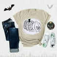 thumbnail image 2 of T-shirts Citrouille d'Automne pour Femmes, Amusants, à Manches Courtes, Graphiques d'Halloween, Décontractés, pour Fête, Hauts, 2 of 6