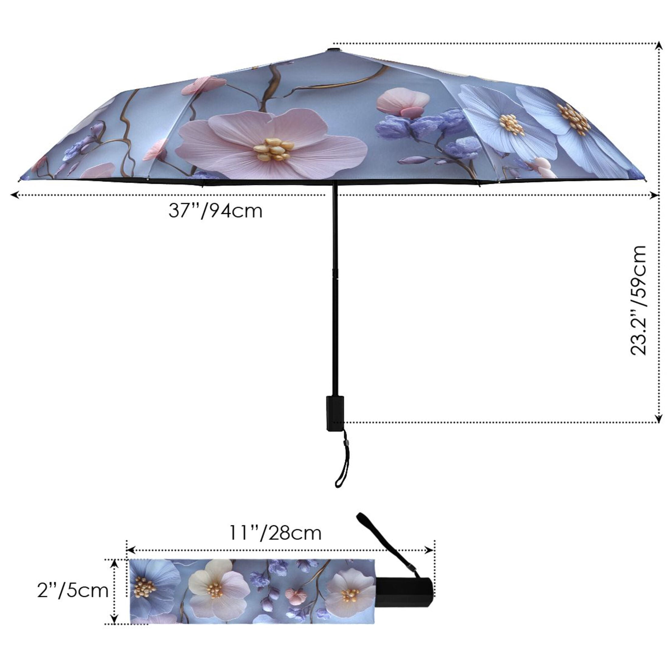 ALAZA Flower-a8 UPF 50+ Compact Folding Umbrella for Rain Travel Umbrella Packable