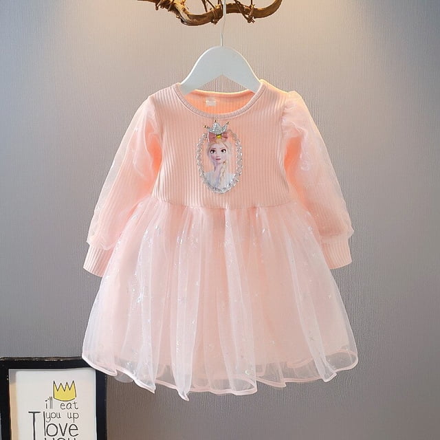 Vestido de princesa Aisha de Frozen de Disney para niñas, vestidos de malla de fiesta a la moda de dibujos animados de otoño, ropa para niños, ropa bonita de cumpleaños 2T Gao Jinjia LED