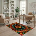 thumbnail image 2 of ODIKA 4'x6' Washable Area Rug Pet Friendly, Non-Shedding Alfombra Pixel Gamer Symmetrical Interlocking Frame Highlights for Bedroom, Reading Nook, 2 of 7