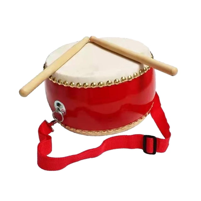 Tambor de cintura, instrumentos de percusión de tambores chinos con baquetas, duradero, Material de música rítmica de aprendizaje temprano para niños, tambor de cintura redonda Hugo Tambor de cintura