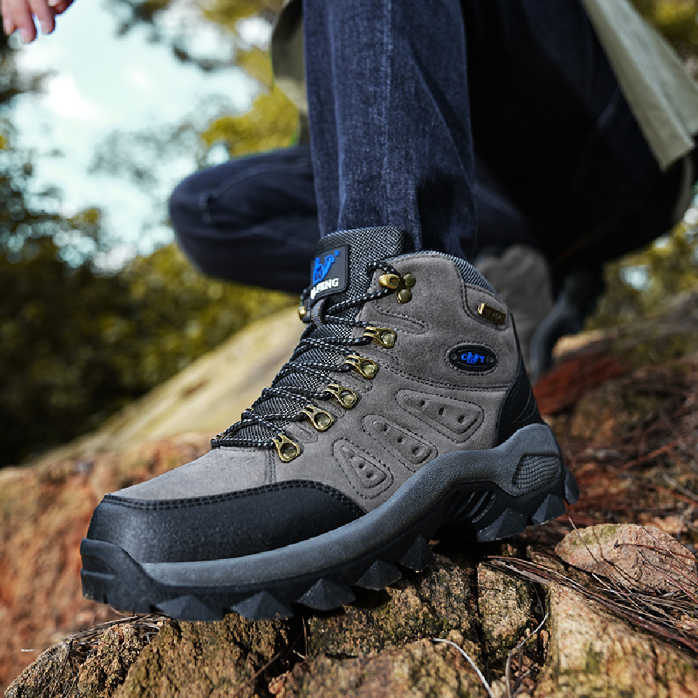 Mens Hiking Boots Outdoor Hiking Trekking Work Climbing Shoes Slip Resistant Lightweight Camping Work Shoes Gray 6.5 US