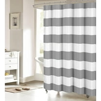 Grey Stripe Shower Curtain for Bathroom, Gray White Stripe Polyester Fabric Shower Curtains Decorative Curtains for Bathroom Curtain Sets with Hooks Standard Size 72" x 72"
