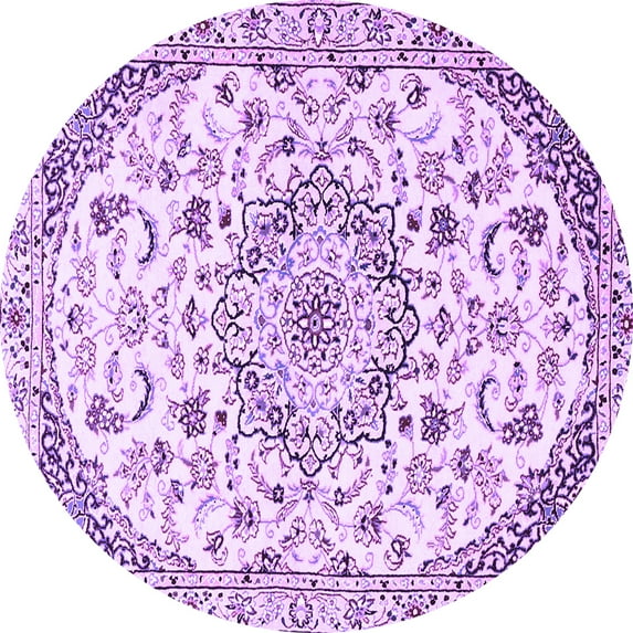 Ahgly Company Indoor Round Medallion Purple Traditional Area Rugs, 5' Round