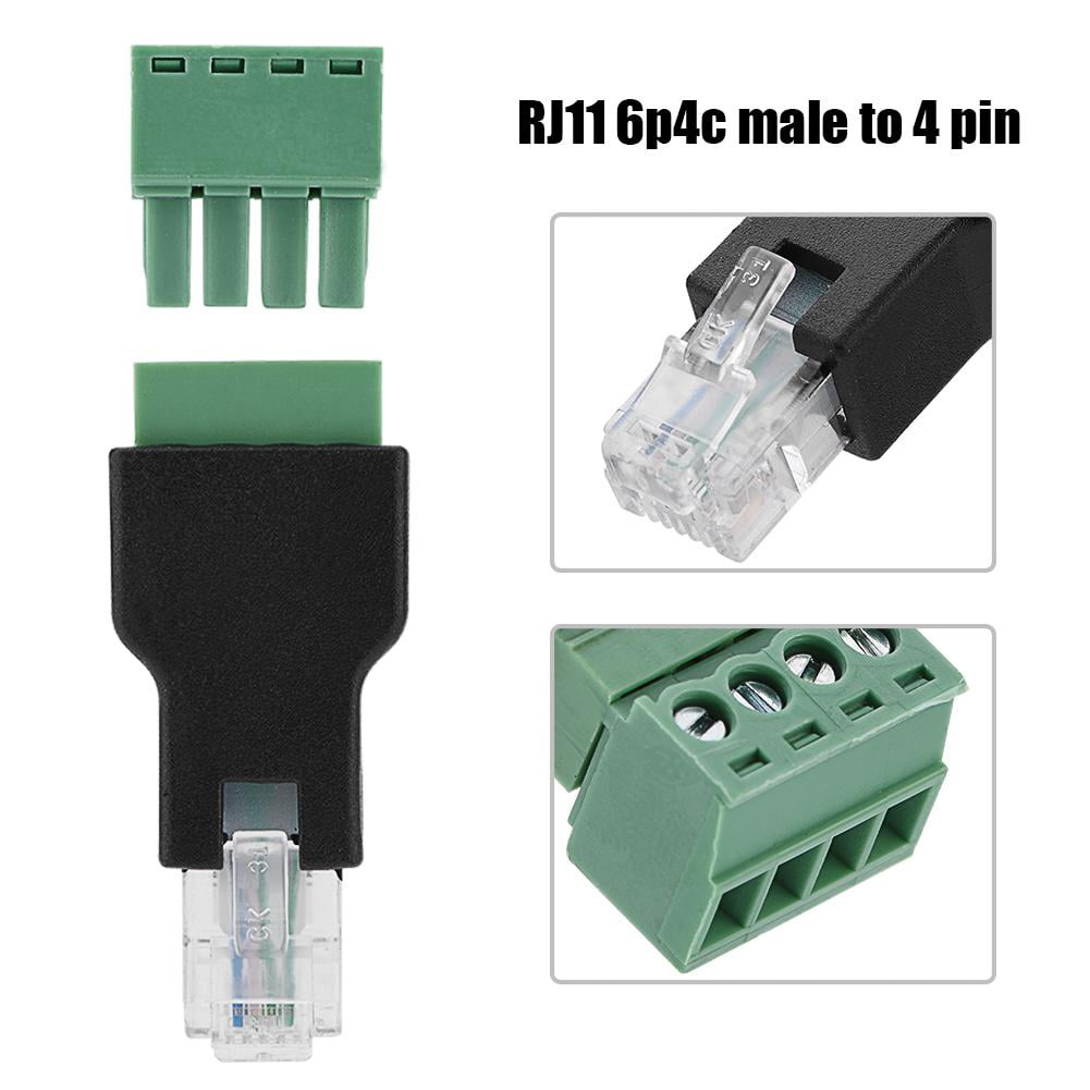 LHCER Ethernet Connector RJ11 6P4C Male to 4 Pin Screw Terminal ...