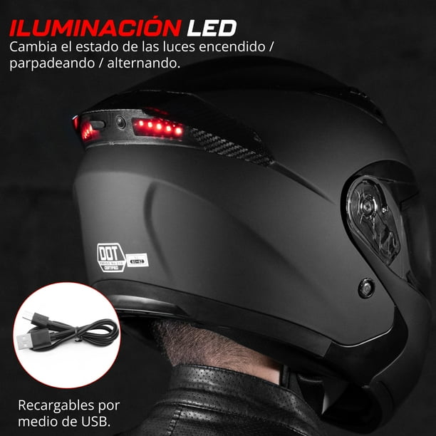 Cascos para moto con luz led sale