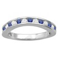 thumbnail image 1 of Dazzlingrock Collection 10K Round White Diamond & Blue Sapphire Ladies Curved Guard Matching Wedding Band, White Gold, Size 5.5, 1 of 1
