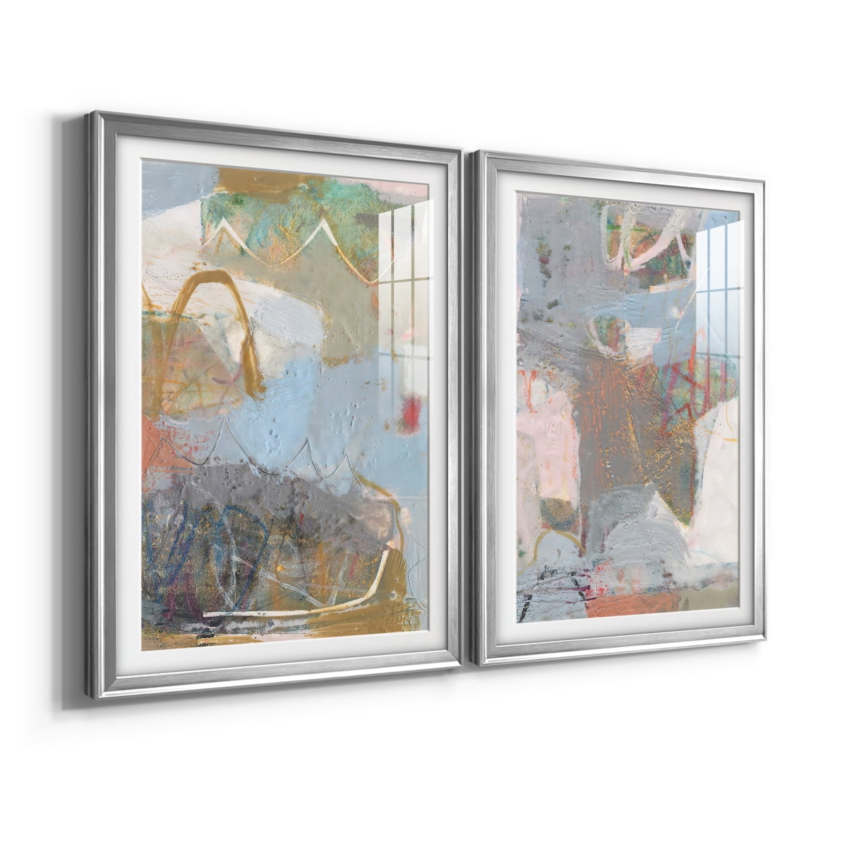 Wexford Home Minim I Premium Framed Print, 26.5" x 36.5" - Ready to Hang, Silver (Set of 2)