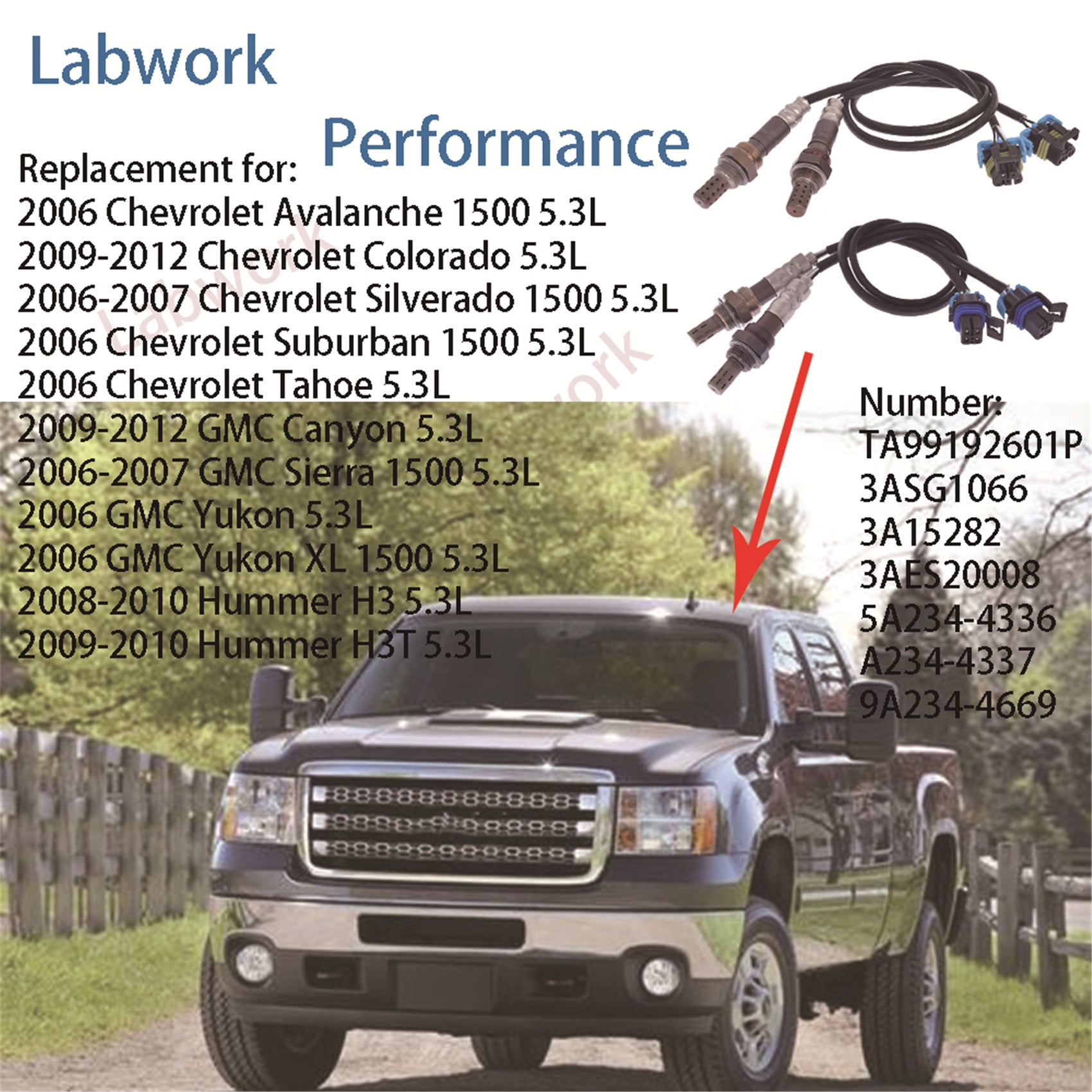 4Pcs O2 Oxygen Sensor Upstream Downstream Replacement for Chevrolet Avalanche GMC Canyon Hummer H3 Fits select: 2007 CHEVROLET SILVERADO C1500 CREW CAB, 2006 CHEVROLET SILVERADO K1500