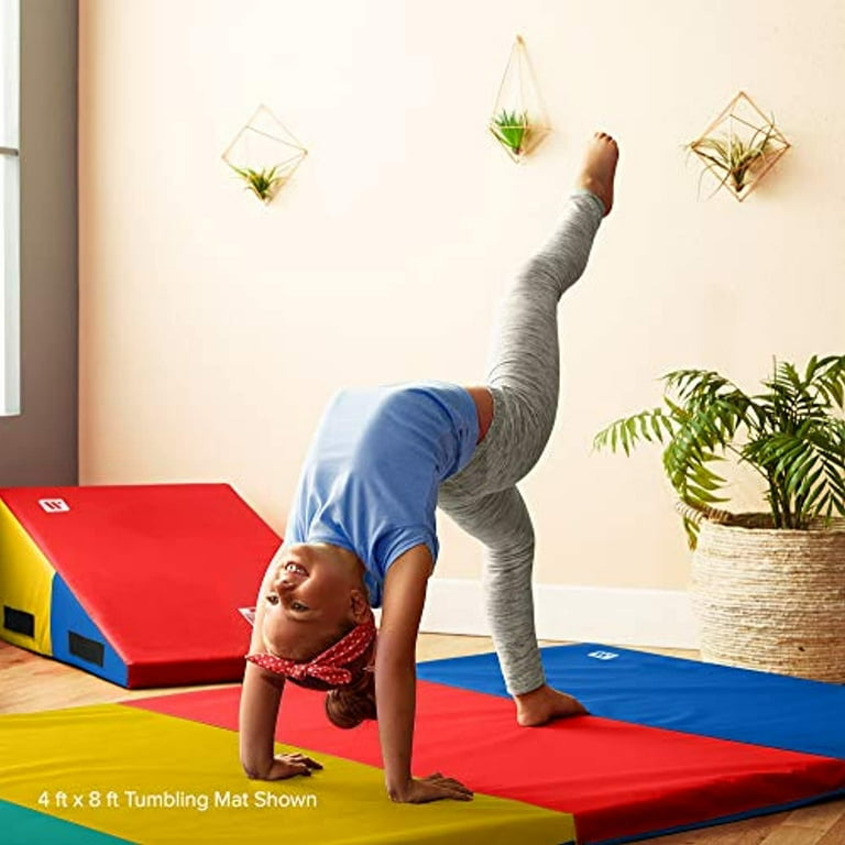 We Sell Mats 4 ft x 8 ft Gymnastics Mat Folding Tumbling Mat Portable with Hook Loop Fasteners