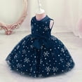 thumbnail image 3 of TiaoBug Baby Girls Snowflake Bowknot Pageant Princess Dresses Sleeveless Christmas Birthday Party Dress Dark Blue 18-24 Months, 3 of 7