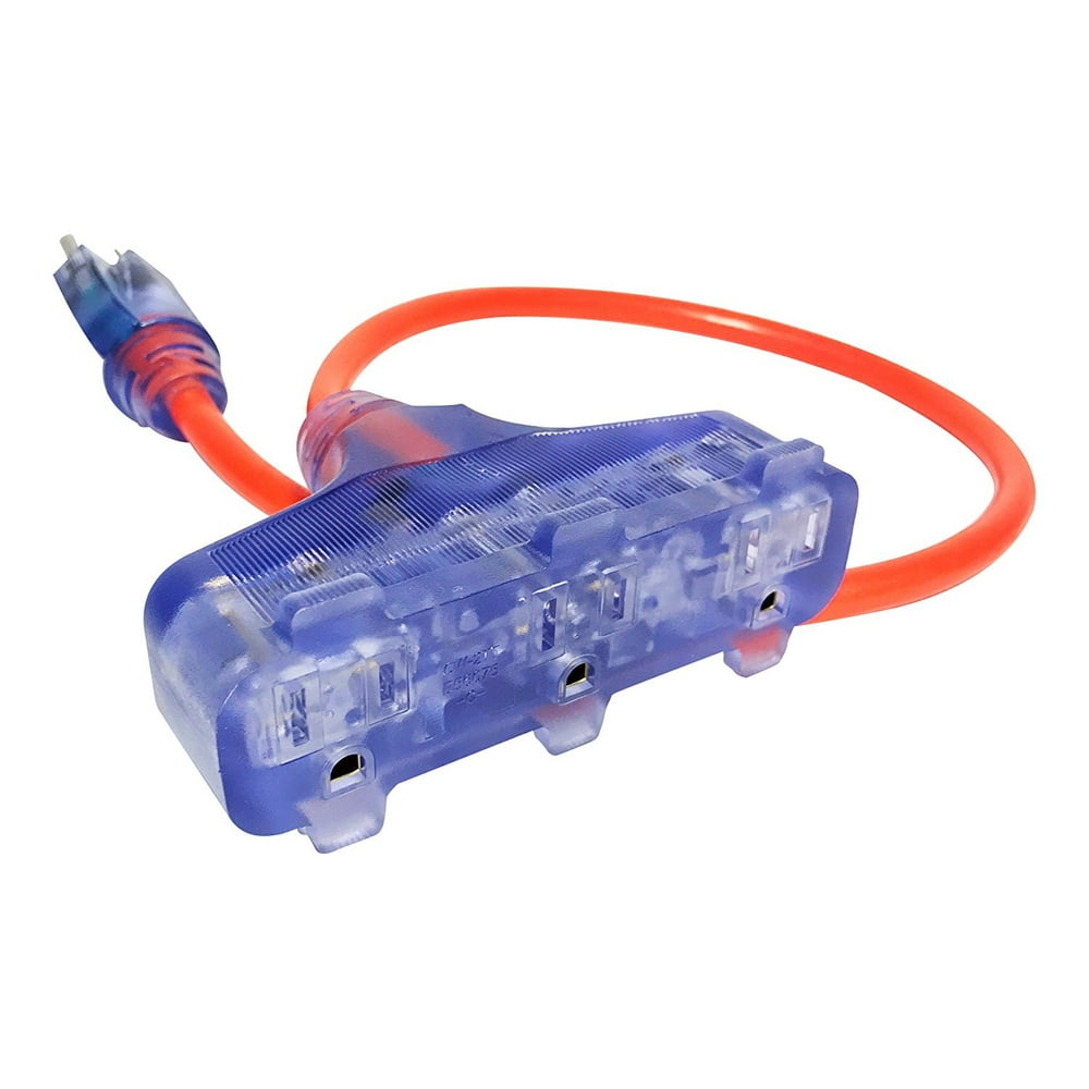 Bold 50033 2' Lighted Triple Tap CGM Pigtail Extension Cord Plug