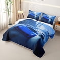 thumbnail image 3 of Castle Fairy Futuristic Race Car Twin Quilt Set for Boys,City Motion Blur Twin Coverlet Set for Bedroom,Blue White, 3 of 7