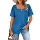 thumbnail image 4 of Manga corta Manga abullonada Cuello cuadrado Moda Casual Versátil Camiseta suelta Blusa, 4 of 6