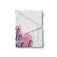 thumbnail image 2 of Hello Soft Flannel Fleece Throw Blanket, Words Watercolor Flower Pattern and Celebration Background, Cozy Plush for Indoor and Outdoor Use, 50" x 60", Pale Pink Lavender Black, by Ambesonne, 2 of 5