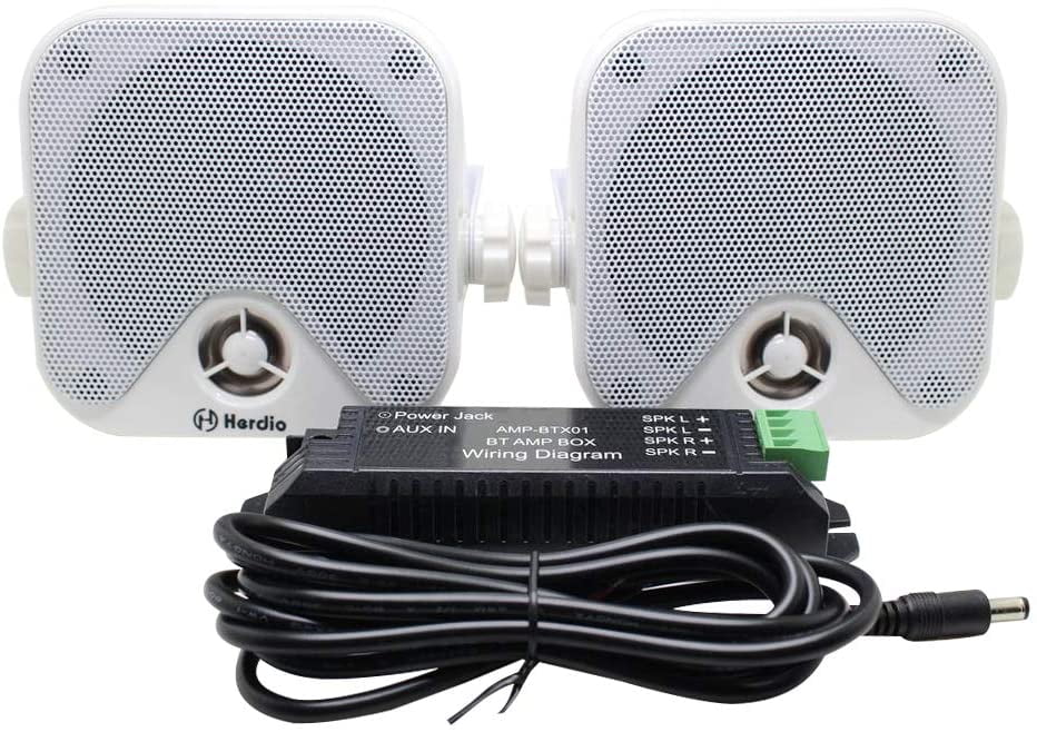 Herdio 100W 4 inch Compact Waterproof Bluetooth Marine Stereo Box