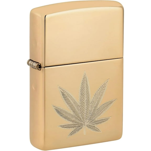 Zippo Lighter - Customized Message on Polished Brass Leaf Pocket Lighter 46560