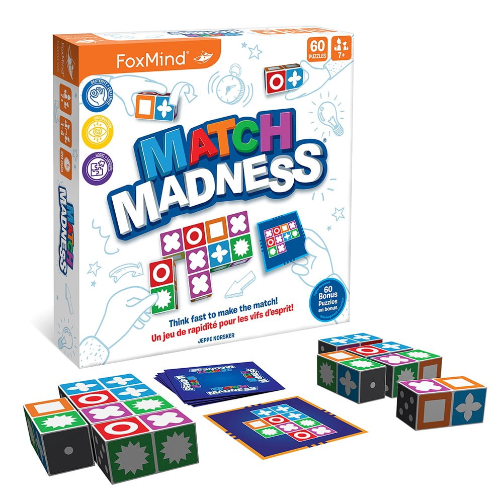 FoxMind Match Madness Board Game, Visual Recognition Matching Board Game, Family Puzzle to Develop Kids Problem Solving Skills