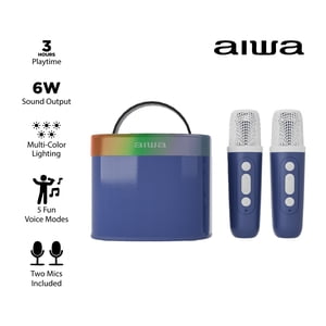 Aiwa Light Up Wireless Karaoke Speaker Blue