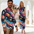 thumbnail image 2 of Chririnla Cosmic Planet Galaxy Print Couple Matching Outfits Summer Dress or Shirts for Couples Hawaii Luau Party Outfit,Mens Dress Shirts,Womens Cocktail Party Dresses for Wedding/Travel,S-3XL, 2 of 6
