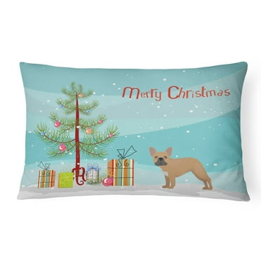 Carolines Treasures CK3455PW1216 French Bulldog Christmas Tree Canvas Fabric Decorative Pillow