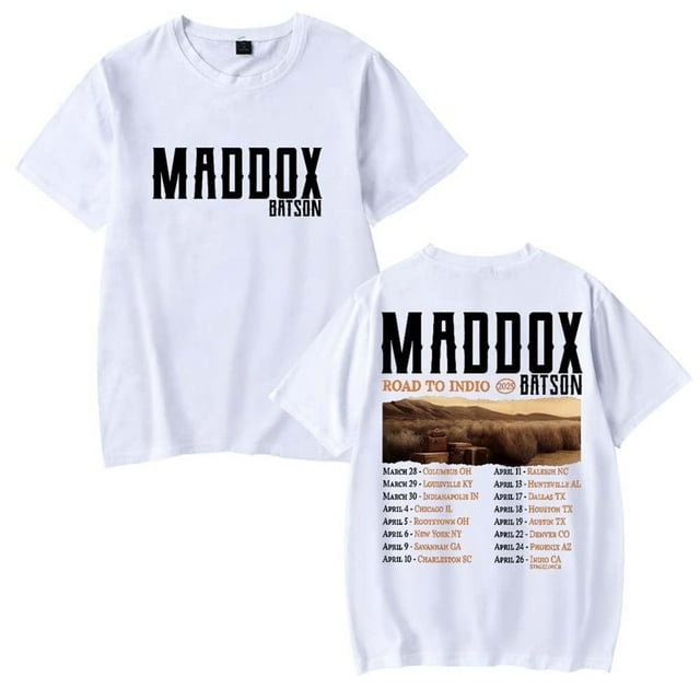 T-Shirt Maddox Batson Road To Indio Tour 2025 Femmes Hommes Col Rond Manches Courtes Mode Décontractée