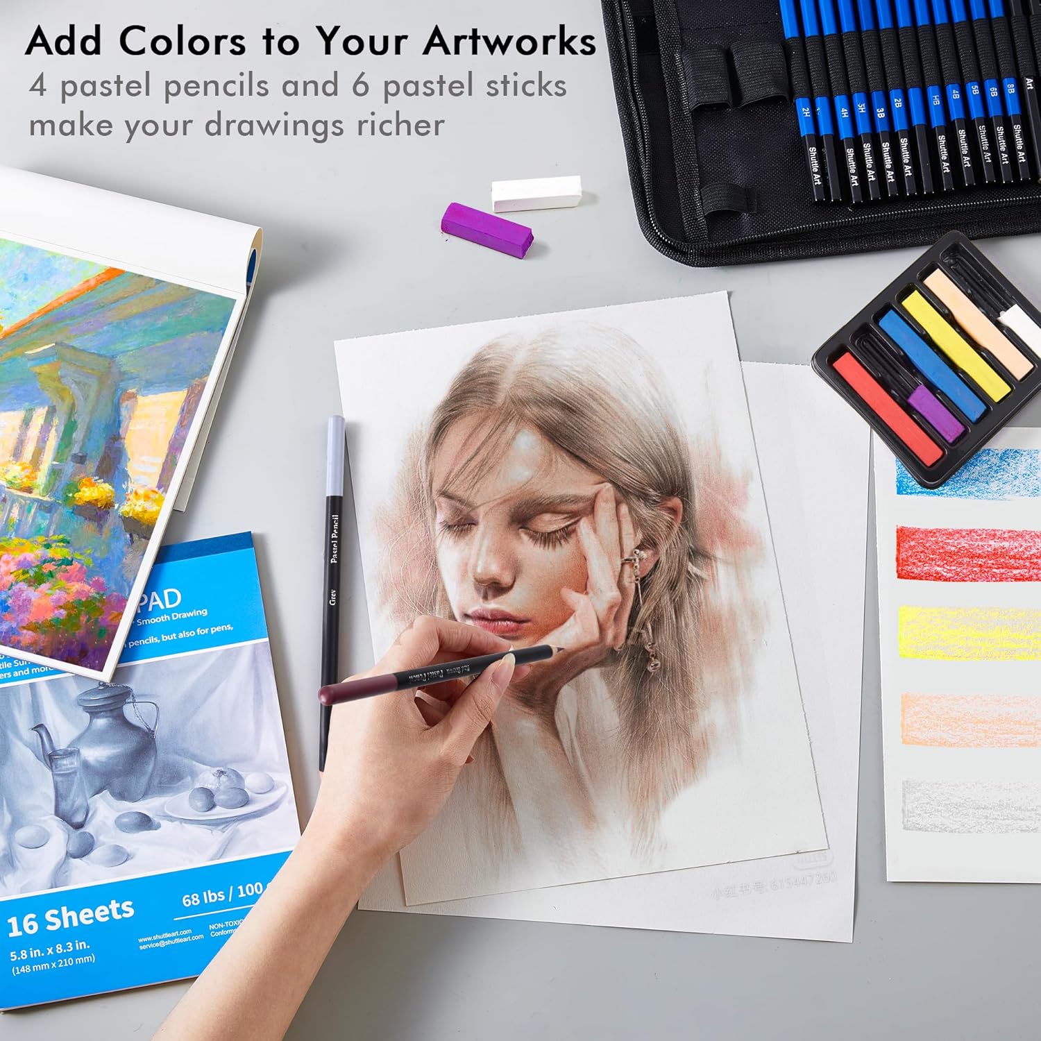 Shuttle Art Professional Sketch Pencil Set, 52 Pieces photo 5