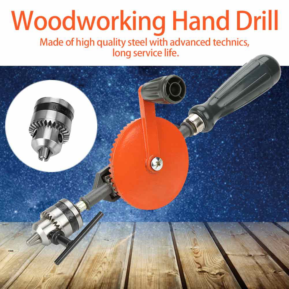 Suchinm Woodworking Hand Drill Portable Hand Crank Drill Mini Manual Drill with Double Pinions for Wood Plastic Hand Tool 3/8 