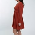 thumbnail image 3 of Elsie & Zoey Hayden Swiss Dot Long Sleeve Ruched V-Neck Dress for Women, 3 of 6
