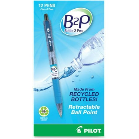 Pilot Bottle to Pen (B2P) B2P Recycled Retractable Ballpoint Pens - Fine Pen Point - 0.7 mm Pen Point Size - Black