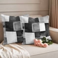 thumbnail image 2 of Outdoor Pillow Covers Abstract Black Grey Color Block Waterproof Pillow Cases 20x20 Set of 2, Modern White Checkered Plaid Throw Pillow Cover Pillowcase for Patio Balcony Couch Garden, 2 of 9