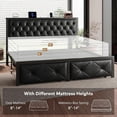 thumbnail image 6 of Honfach King Bed Frame with Storage Drawers, PU Leather Upholstered Platform Bed Frame with Charging Station, No Box Spring Needed, Heavy-Duty Metal Slats Support, Noise-Free, Easy Assembly, Black, 6 of 7