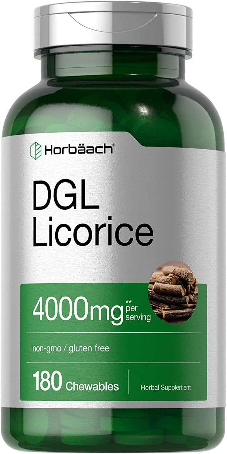 Buy DGL Licorice Chewable Tablets 4000 mg 180 Count Vegetarian