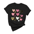 thumbnail image 2 of Njagoc3 Womens Pink Heart-Print Womens Short Sleeve T-Shirt - Graphic, Multi-Color, Casual & Valentine's, 2 of 6