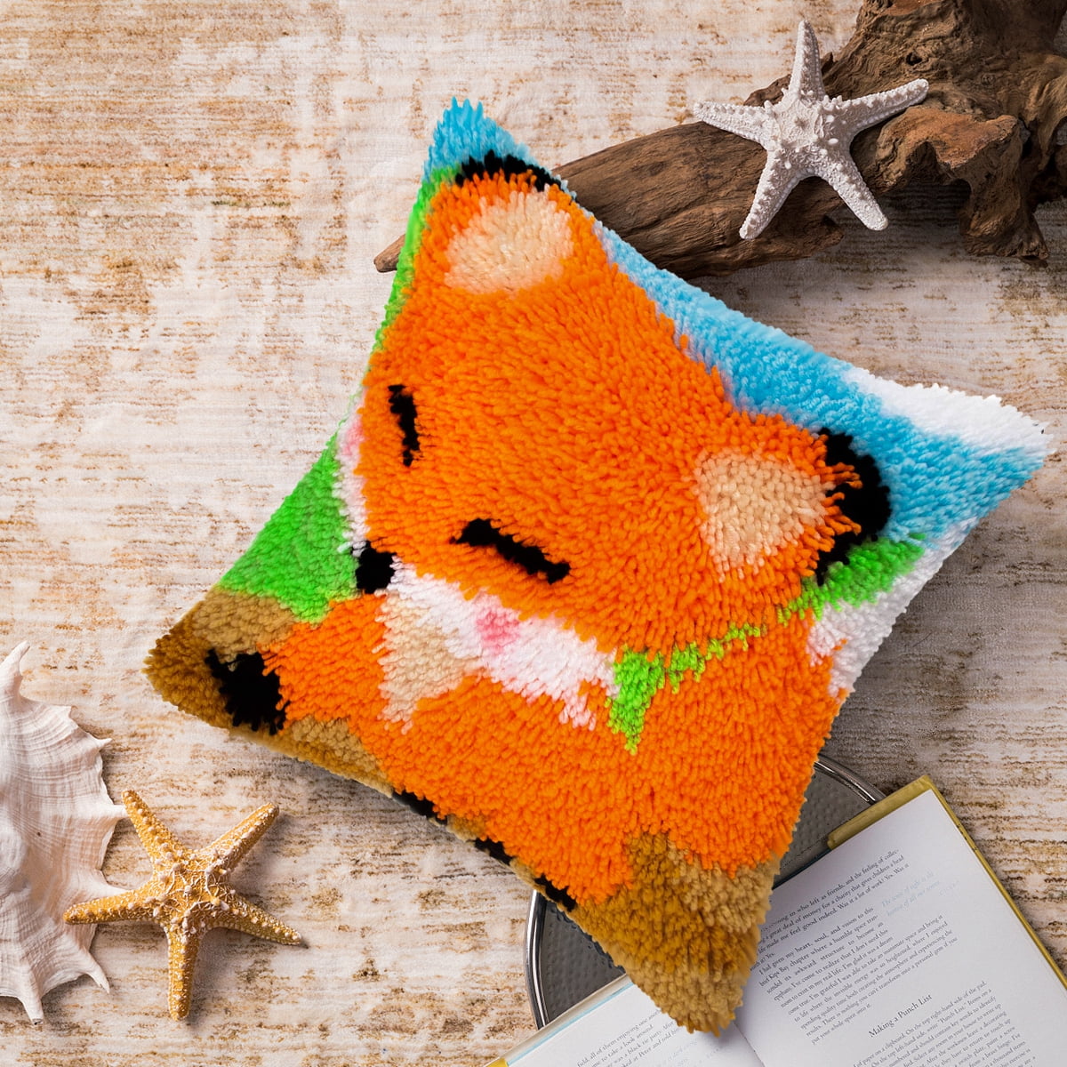 Latch Hook Pillow Kits for Adults pillow,latch hook pillow kits,Fox And Wolf Embroidery Creative Craft Home Decor Ideal for Learning Pillow Making 43×43cm/17*17in