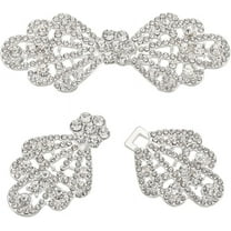 1Set 2 Pair Alloy Rhinestone Cloak Clasp Fasteners 65mm/2.5 inch Silver Bowknot Interlocking Belt Buckle for Sweaters Dresses Scarves Cardigan Shirts Jackets