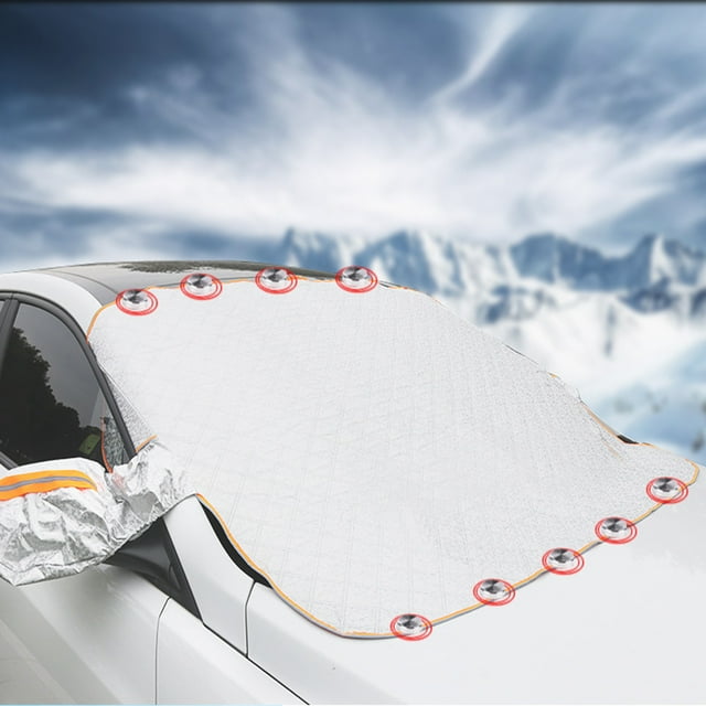 Magnetic Car Windshield Cover 95.67x41.34In Snow Sun Shade Organizer For Easy Install Foldable All Seasons Protection Front Rear Use Camping Mat Pet Pad Auto Exterior Home Car Decor Covers