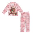 thumbnail image 3 of Yuyamidu Cute Sloth Button Pajamas for Girls 13-14T Strawberry Sleepwear Pants & Pullover Tops for Vacation Walking 2 PCS Comfy Long Sleeve Loungewear Set with Pockets, Pink, 3 of 7