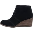 thumbnail image 2 of Toms Hyde Black Lace Detail Pull On Wedge Heel Rounded Toe Ankle Fashion Boots (Black, 5.5), 2 of 6