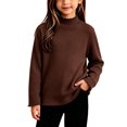 thumbnail image 2 of Resicozy Girls Long Sleeve Shirts Ribbed Tops Lettuce Trim T-Shirts, Crew Neck Basic Tees, Cute Teens Stretch Blouses, for Kids 2-12 Years Coffee 110, 2 of 9