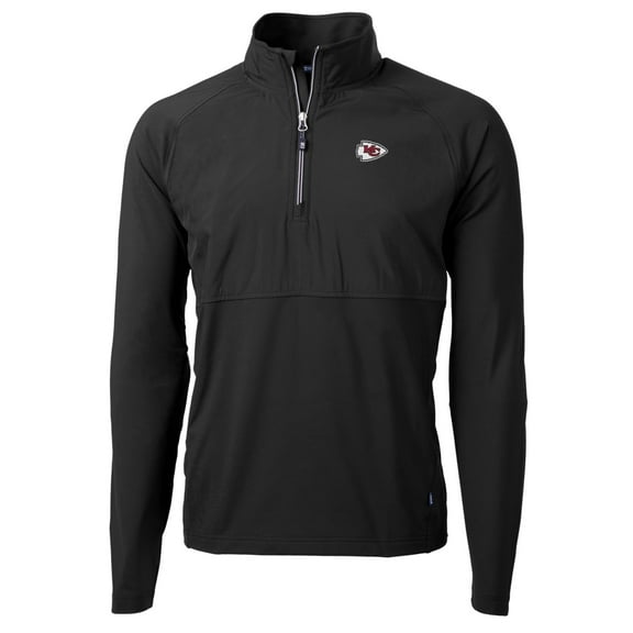 Men's Cutter & Buck Black Kansas City Chiefs Adapt Eco Knit Hybrid Recycled Quarter-Zip Raglan Jacket