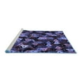 thumbnail image 2 of Ahgly Company Machine Washable Indoor Square Abstract Blue Contemporary Area Rugs, 5' Square, 2 of 4
