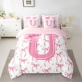 thumbnail image 2 of Castle Fairy Personalized Initial Girl 7pcs Bedding Comforter Set,Pink White Queen Bedding Sets Super Cozy,Cartoon Bowknot Queen Sheet Sets,Luxury Bedroom Decor, 2 of 8