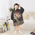 thumbnail image 6 of FORMRS Wearable Blanket Hoodie with Sleeves for Kids Cozy Flannel Sweatshirt, Skeleton with Flowers Pattern, 6 of 7