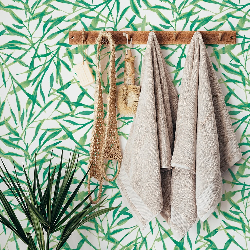 Tempaper Watercolor Leaves Jade Peel and Stick Wallpaper, 20.5" x 16.5'
