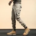 thumbnail image 2 of Pantalones cargo multibolsillos negros caqui de otoño para hombre, pantalones para hombre, pantalones ajustados con múltiples bolsillos, holgados de algodón, pantalones Y2k más baratos, pantalones de, 2 of 5