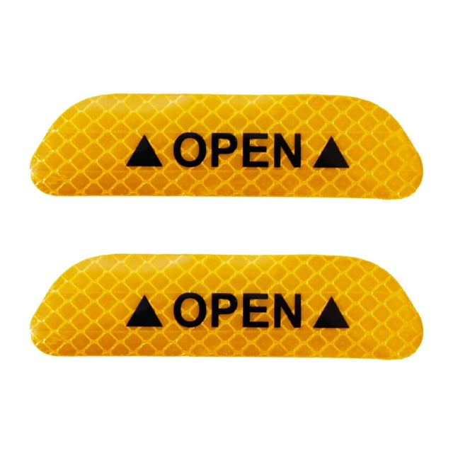 koolsoo 2Pcs Car Door Reflective Stickers Warning Mark car Accessories Universal Yellow