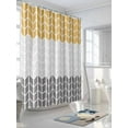 thumbnail image 3 of Shower Curtain Waterproof for Bathroom 72x72 Inch, Geometric Chevron Orange Bath Curtain for Bath Stalls and Tub Orange Grey Stripes Decorative Shower Curtains with Hooks, 3 of 8