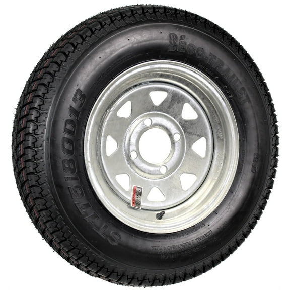 eCustomrim Trailer Tire On Rim ST175/80D13 175/80 D 13 Load C 4 Lug Galvanized Spoke Wheel