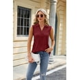 thumbnail image 5 of Summer Lapel Sleeveless Solid Color Casual Vest Women's T-Shirt, 5 of 10